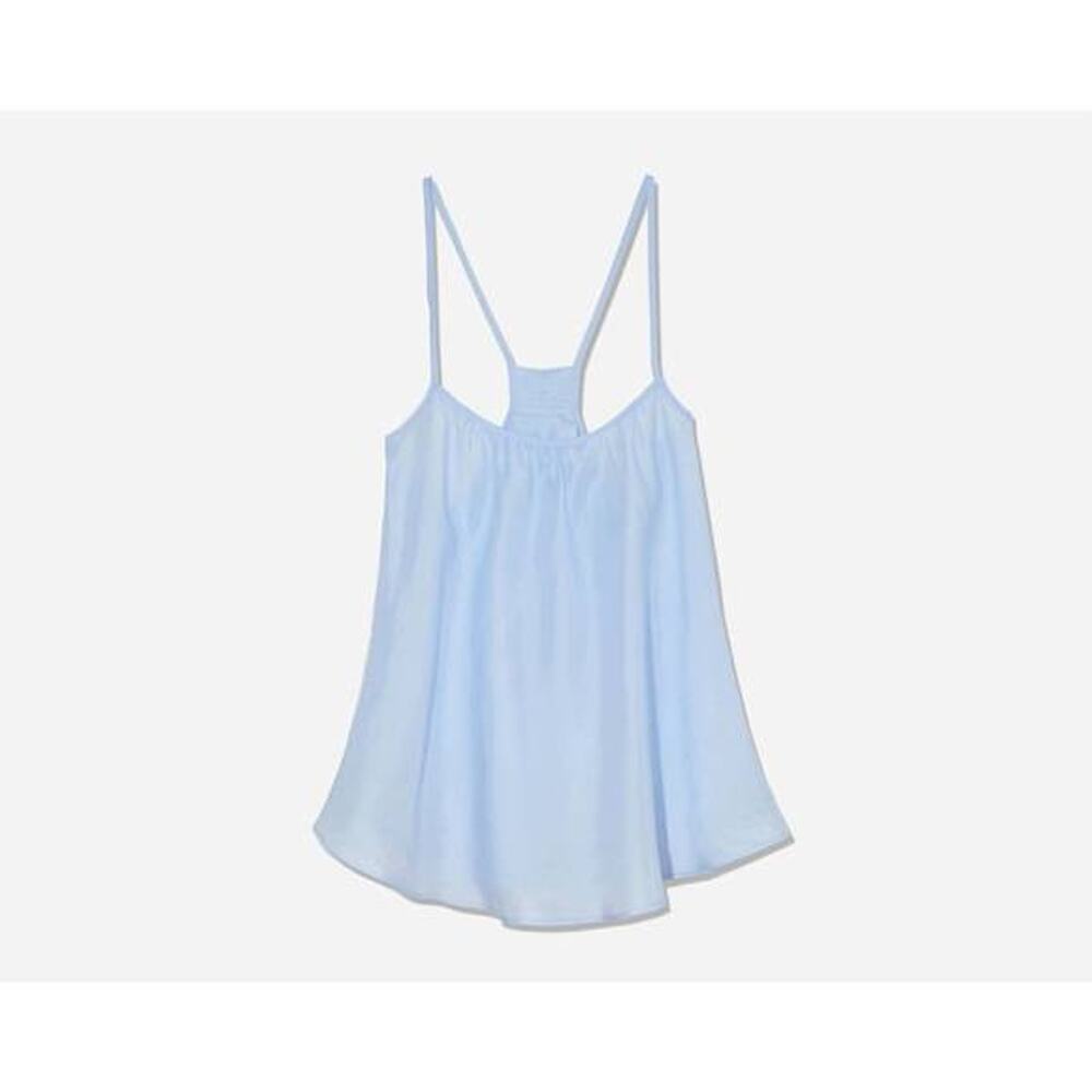 Loup Charmant Silk Scoop Tank Top- S Pale Blue